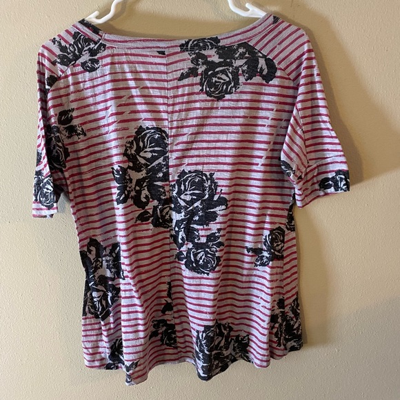 Striped Floral Rue 21 Dolman Sleeve Top Sz S - Picture 5 of 6